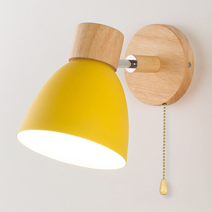 Modern Minimalist Wall Sconce | Wood & Iron Macaron Lamp