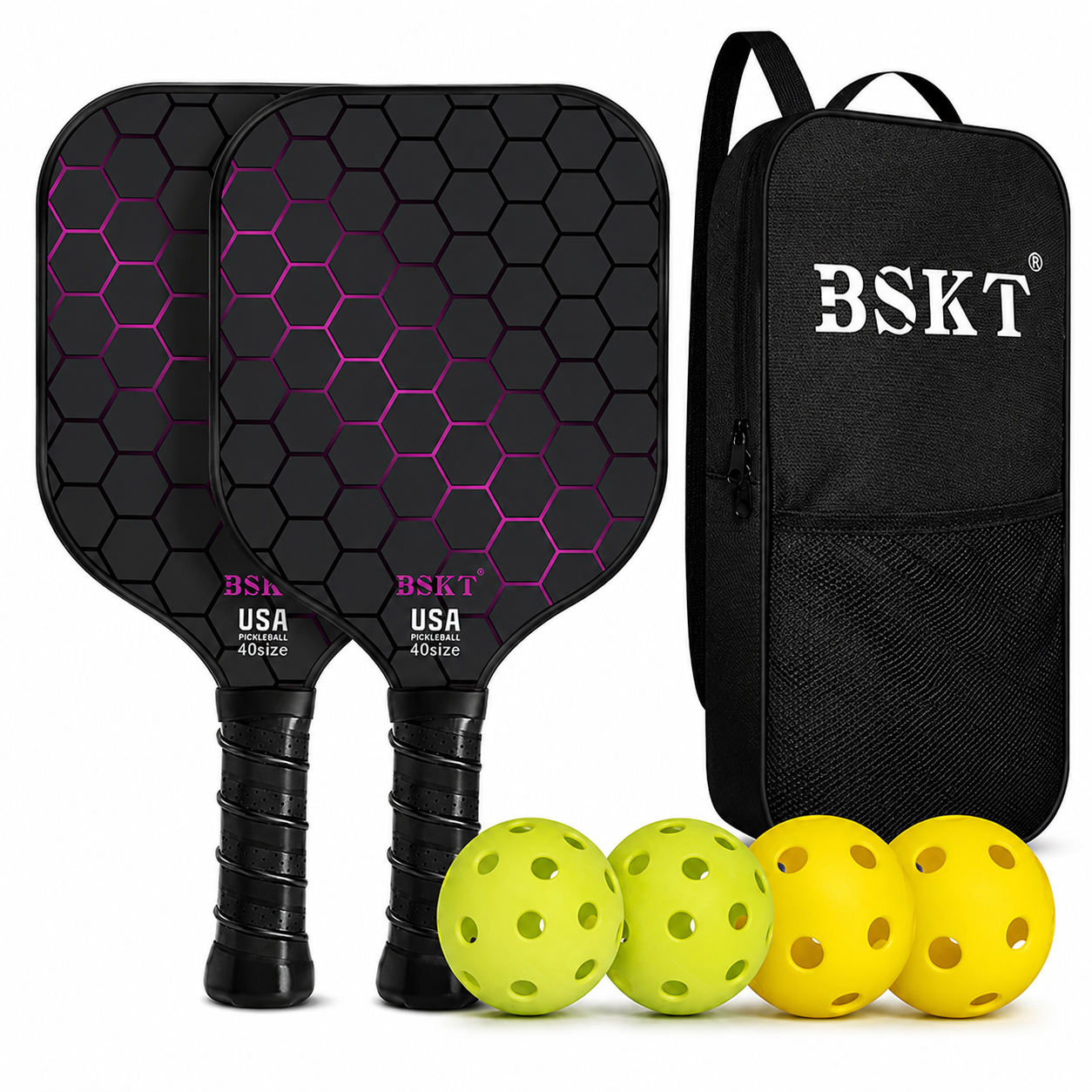 Set di racchette da pickleball leggere in fibra di vetro con palline