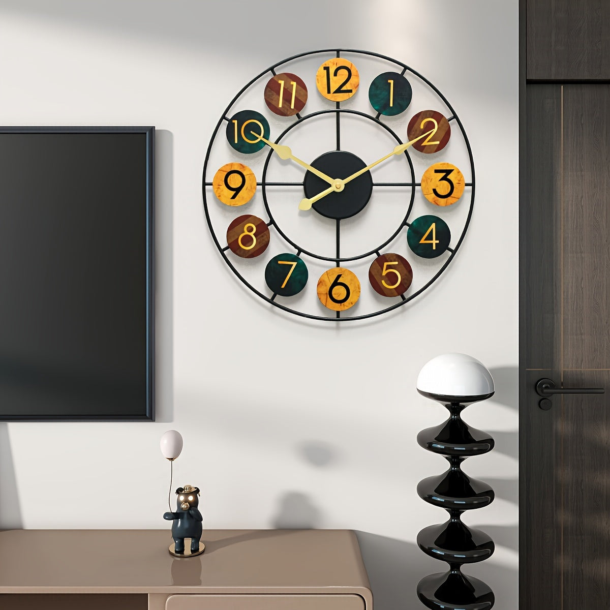 Colourful Metal Wall Clock | Retro Iron Design