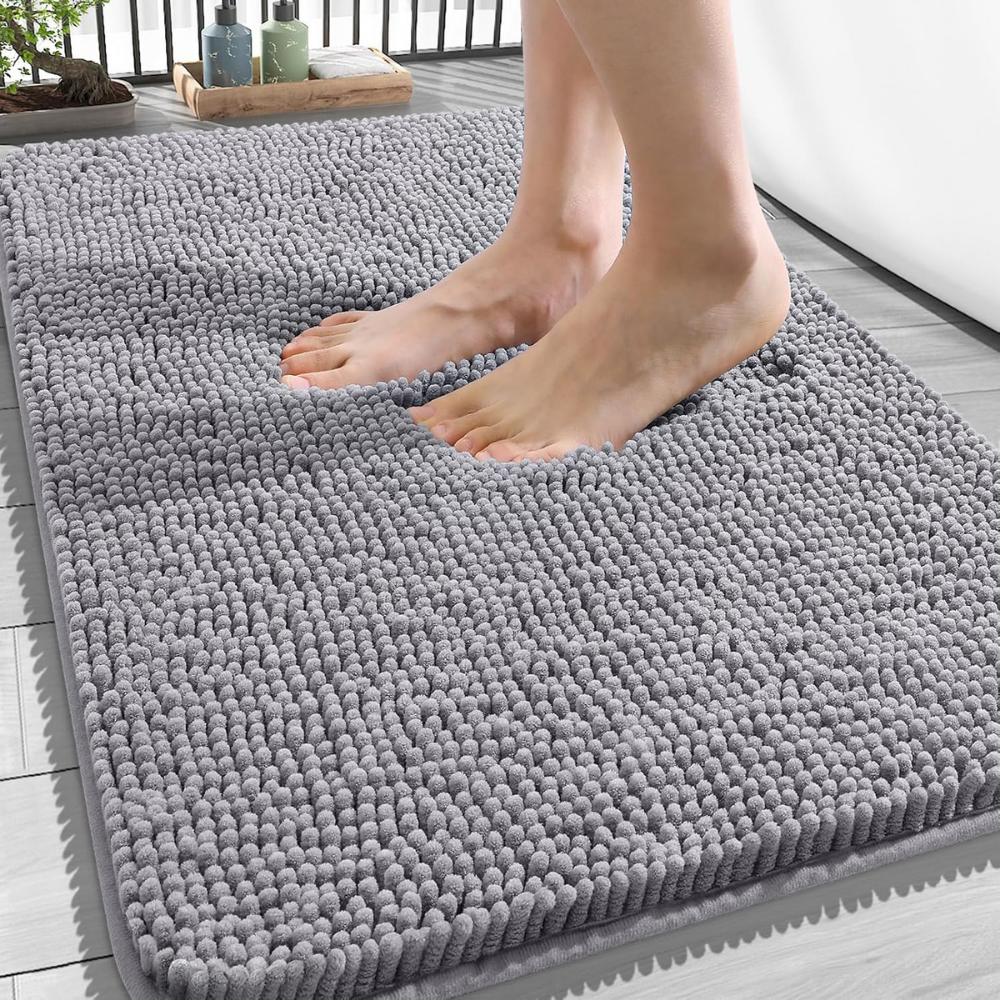 Alfombra de baño de chenilla antideslizante absorbente para suelo de baño
