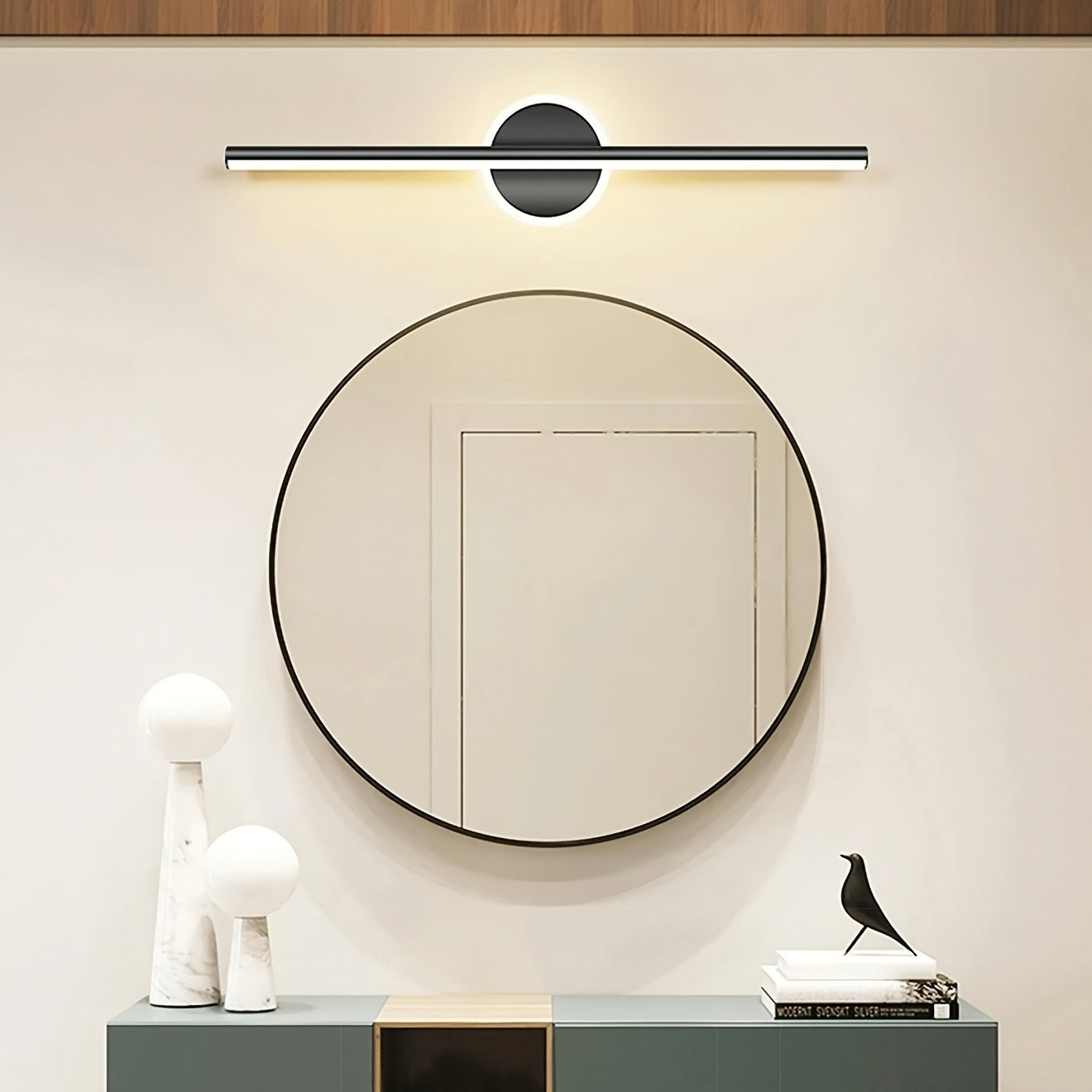 Luxe LED Mirror Wall Light | Minimalist Black & Gold Wall Lamp