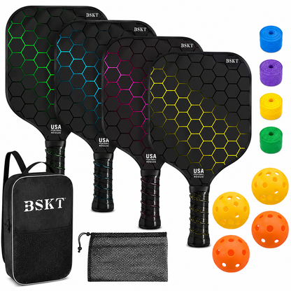 Set di racchette da pickleball leggere in fibra di vetro con palline