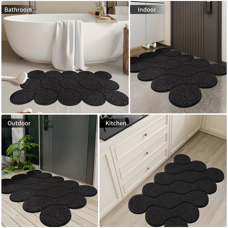 Non-Slip Door Mat | Black Hollow PVC Design with Rubber Backing