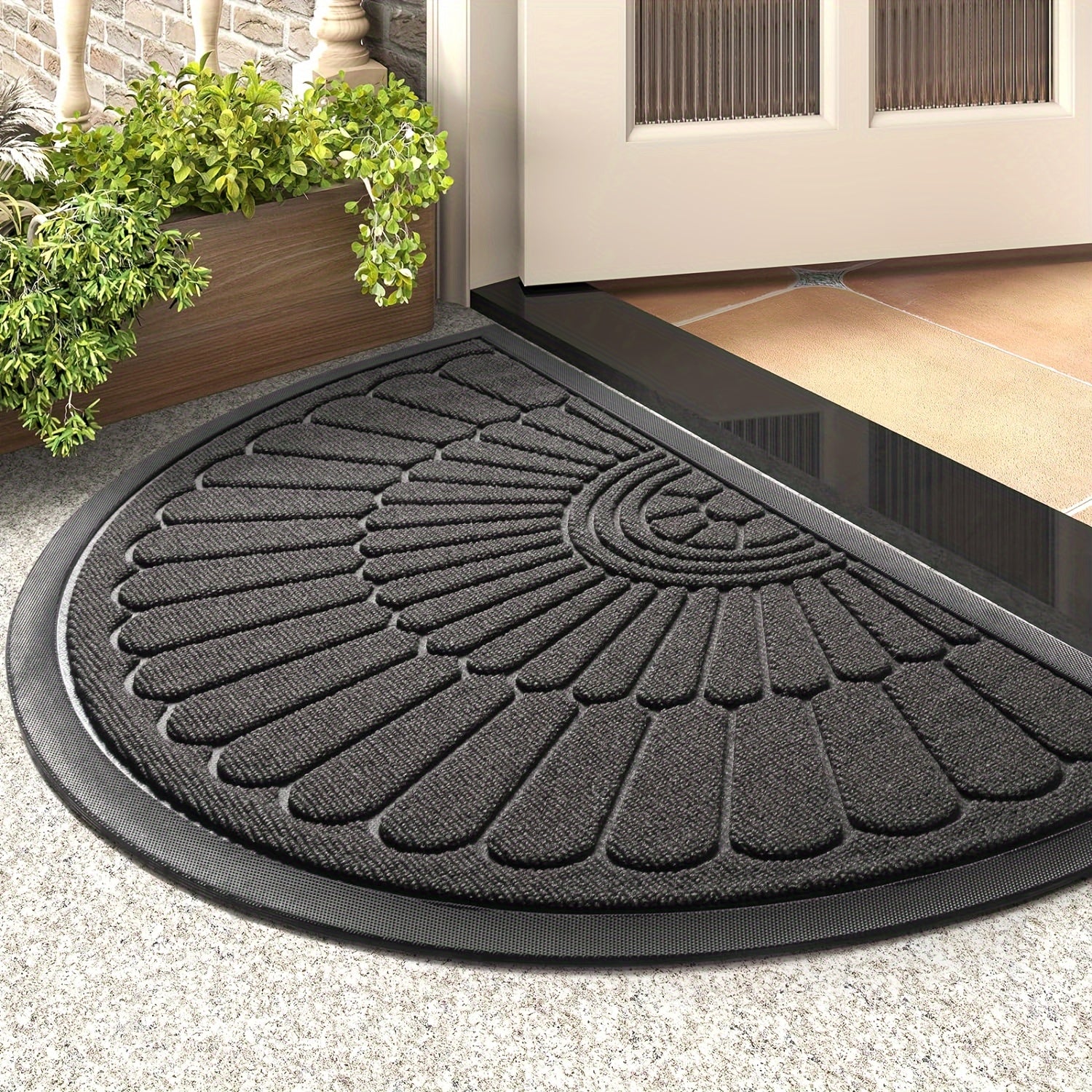 Semi-Circle Rubber Door Mat | Non-Slip Outdoor Entrance Mat