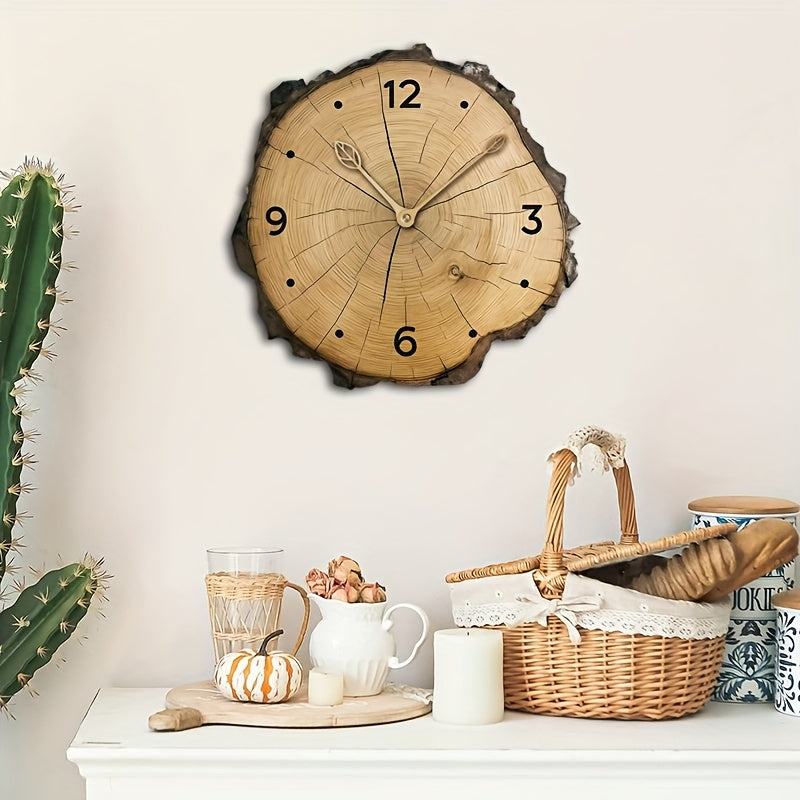 Reloj de Pared de Rodaja de Madera Rústica | Decoración para el Hogar con Diseño de Tronco Natural