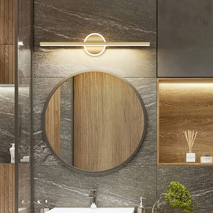 Luz de Parede com Espelho LED Luxe | Candeeiro de Parede Minimalista Preto e Dourado