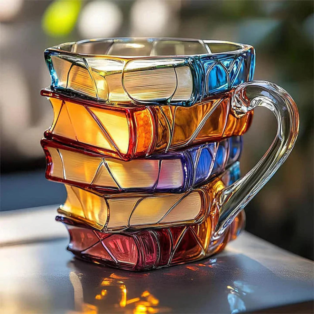 3D Book Spine Glass Coffee Mug Unique Literary Gift for Book Lovers 0