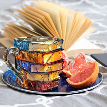 3D Book Spine Glass Coffee Mug Unique Literary Gift for Book Lovers 2
