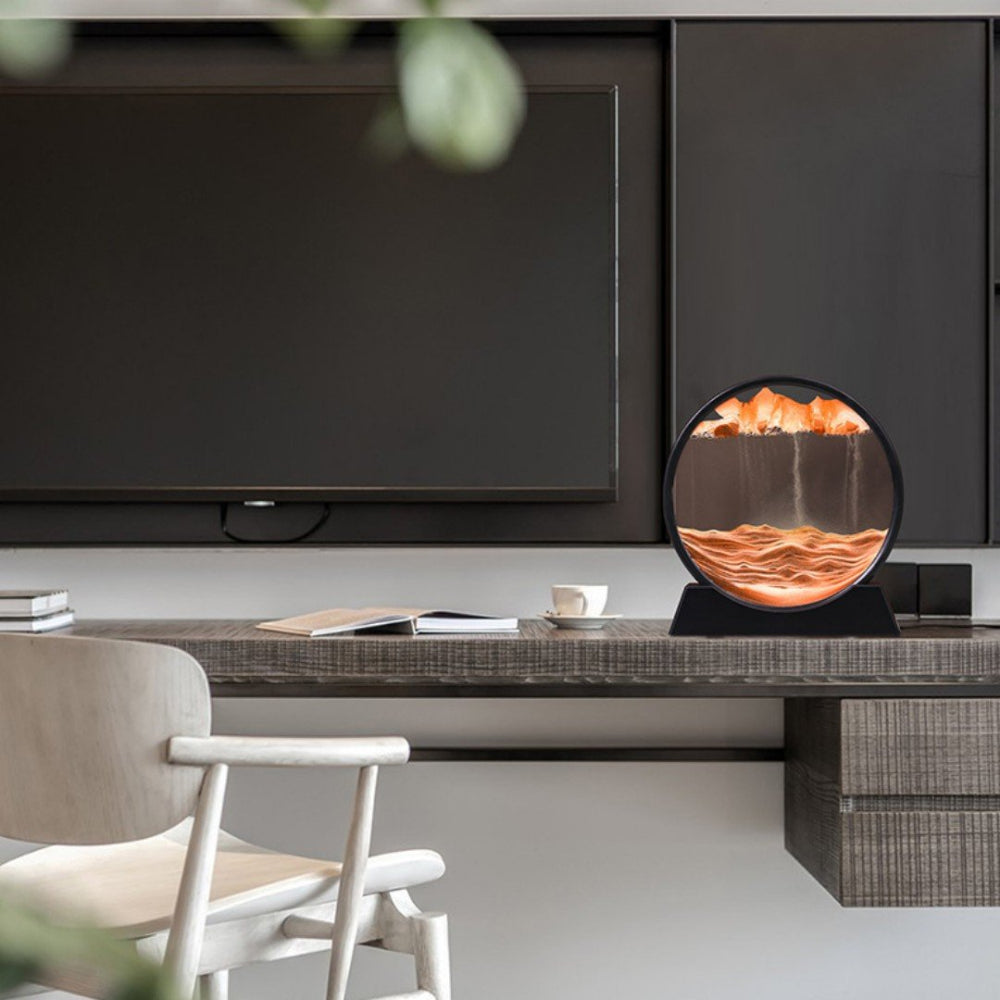 3D Moving Sand Art Glass Home Decor Calming Relaxation Piece 0