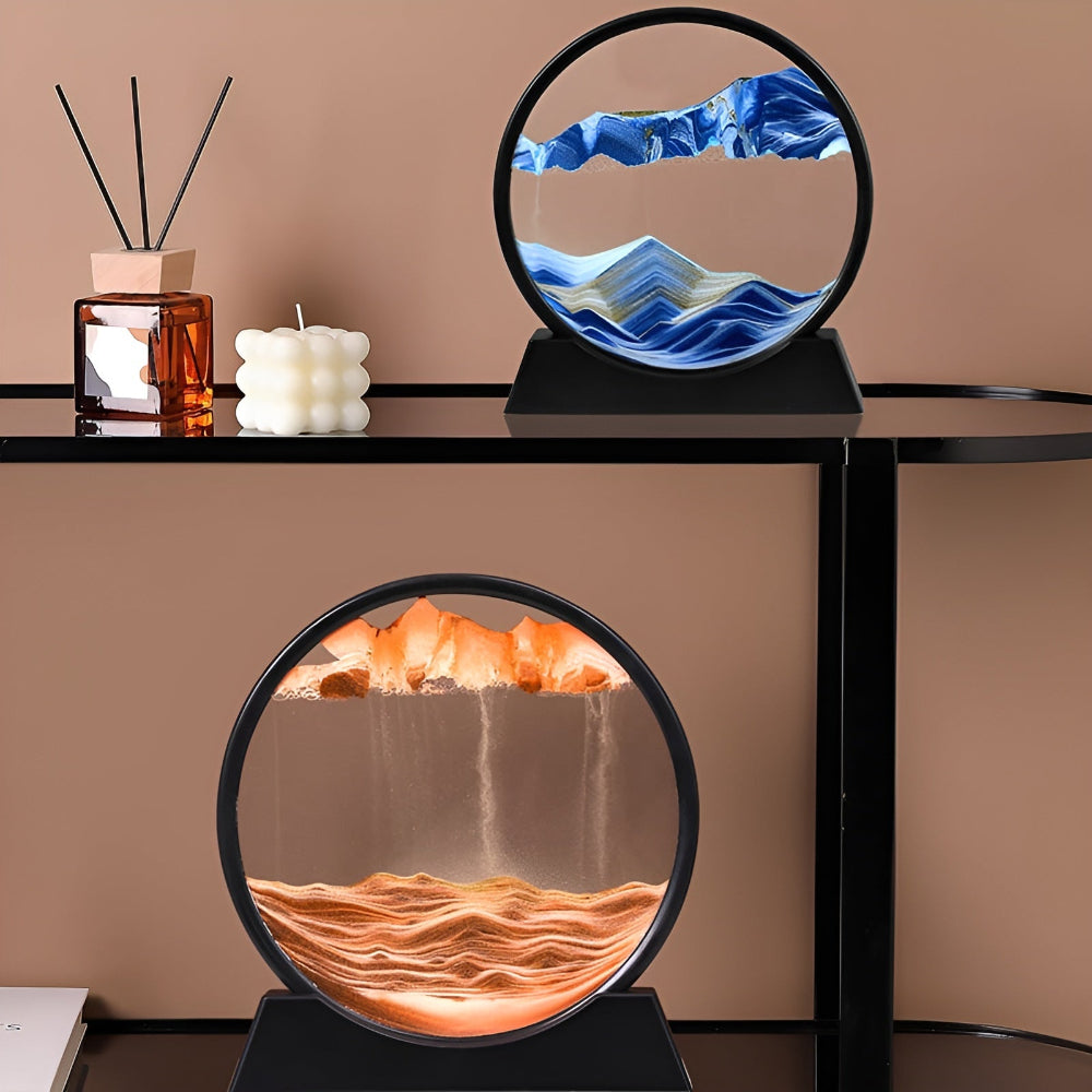 3D Moving Sand Art Glass Home Decor Calming Relaxation Piece 1