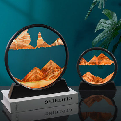 3D Moving Sand Art Glass Home Decor Calming Relaxation Piece 2