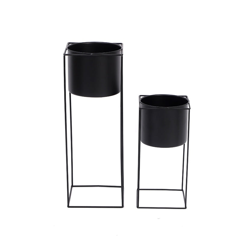 Metal indendørs planteholder | Moderne sort rektangulær planteholder