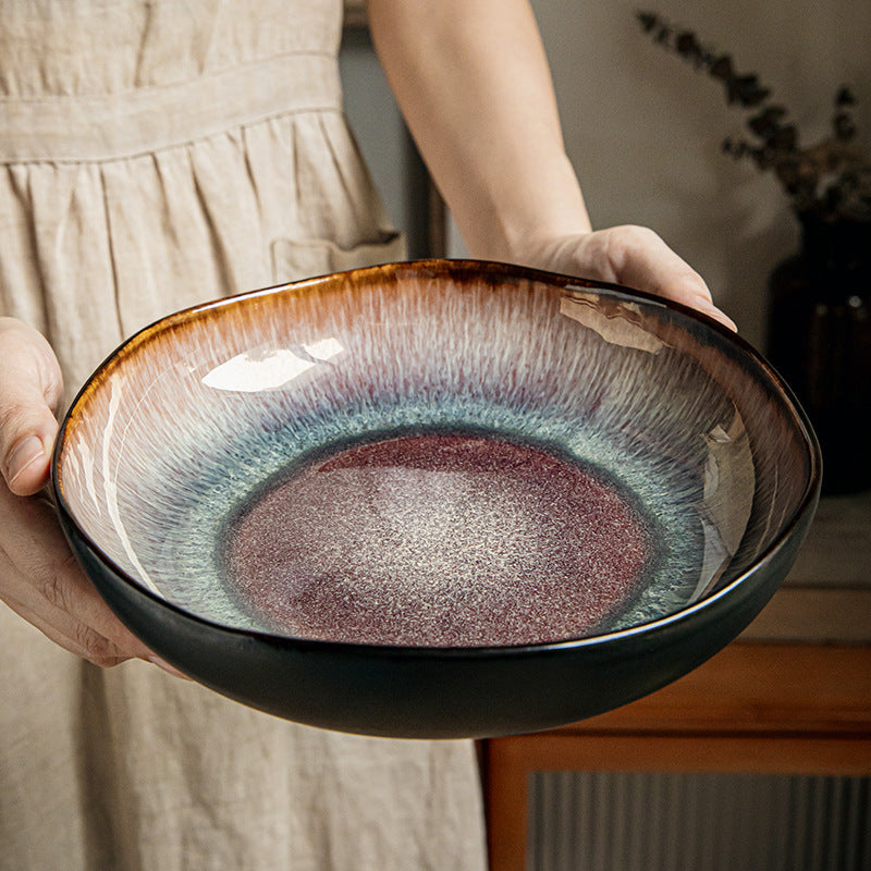 Celeste Retro Glazed Deep Plate | Retro Glazed Irregular Dish