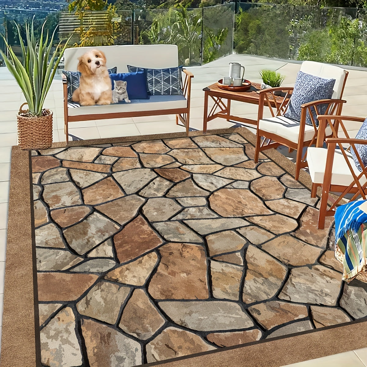 StoneCraft Outdoor Rug | Durable Washable Patio Carpet