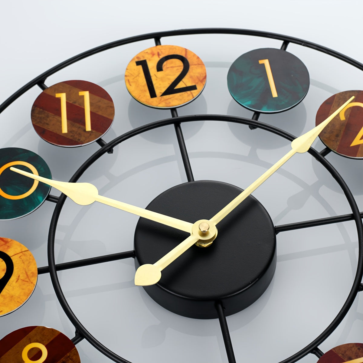 Colourful Metal Wall Clock | Retro Iron Design