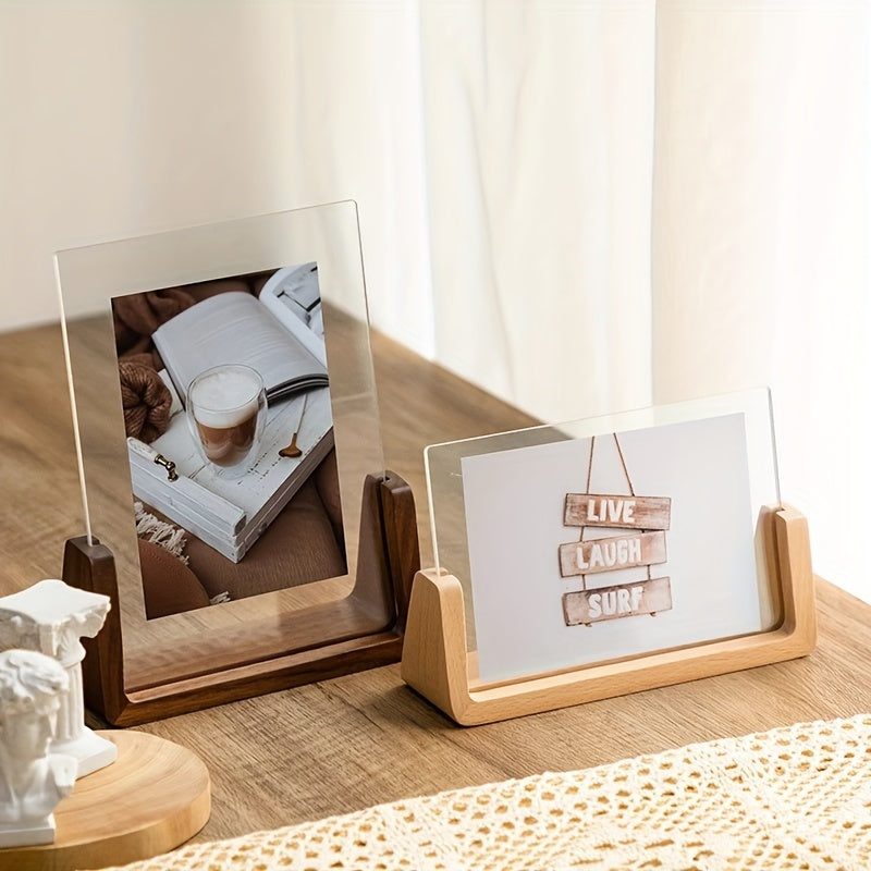 U-Shaped Acrylic & Wood Photo Frame | Modern Minimalist Display