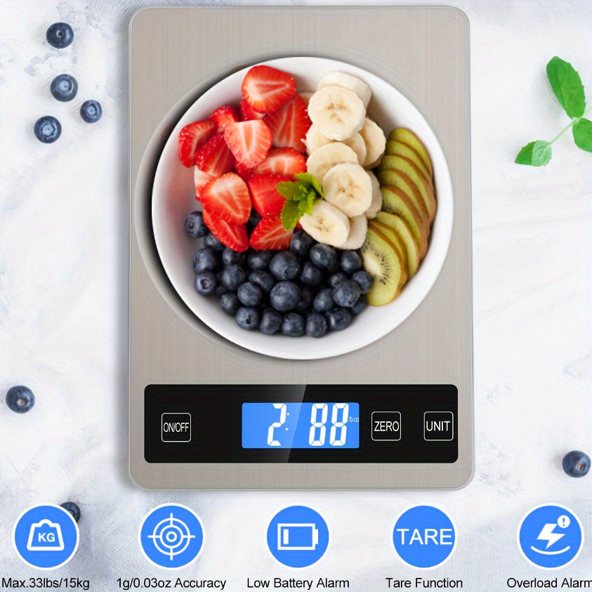 Bilancia da cucina digitale 15kg | Bilancia di precisione per alimenti ricaricabile USB