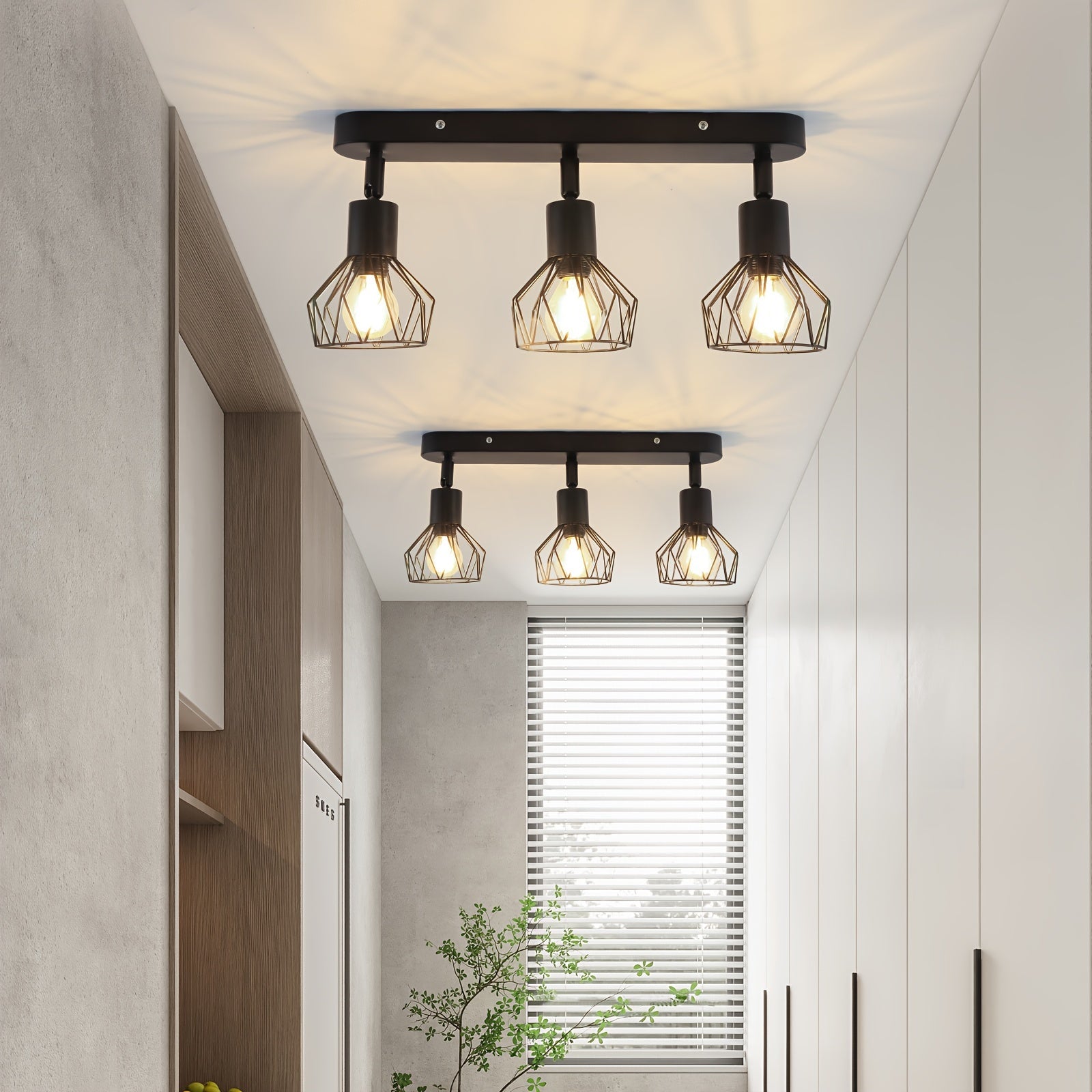 Vintage 3-Light Ceiling Spotlight | Industrial Black Metal Fixture