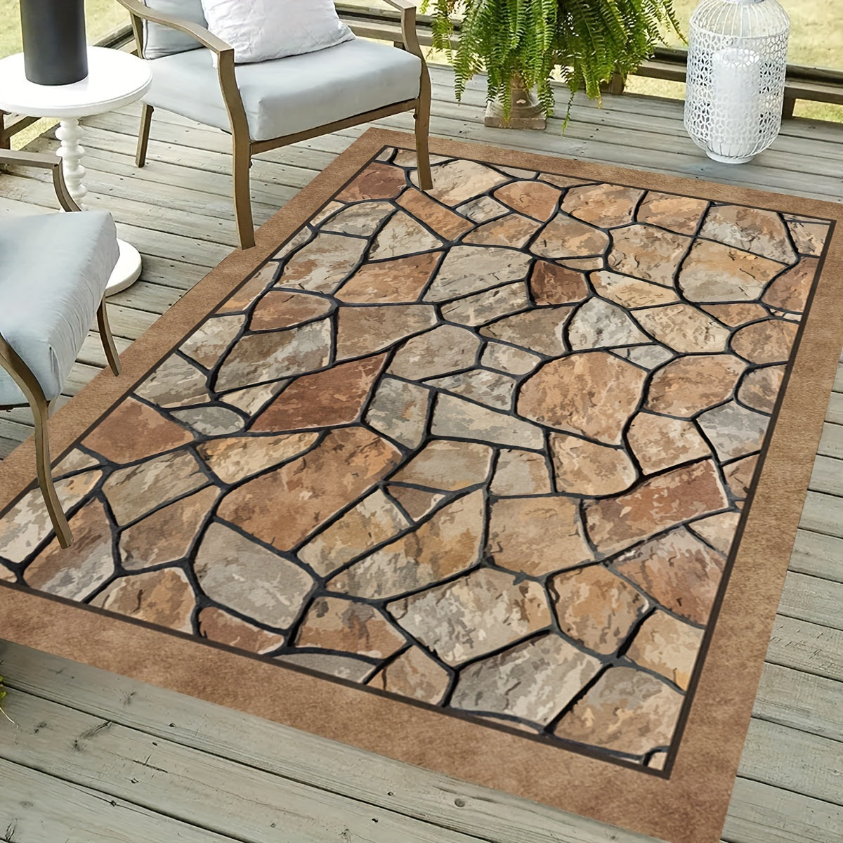 Tapete Exterior StoneCraft | Tapete de Pátio Durável e Lavável