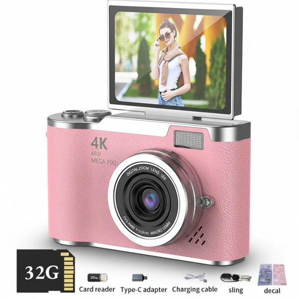 Cámara digital 4K pantalla abatible 48MP zoom 8X compacta para foto y video