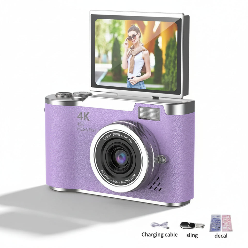 Digital Camera 4K Flip Screen 48MP 8X Zoom Compact Photo Video