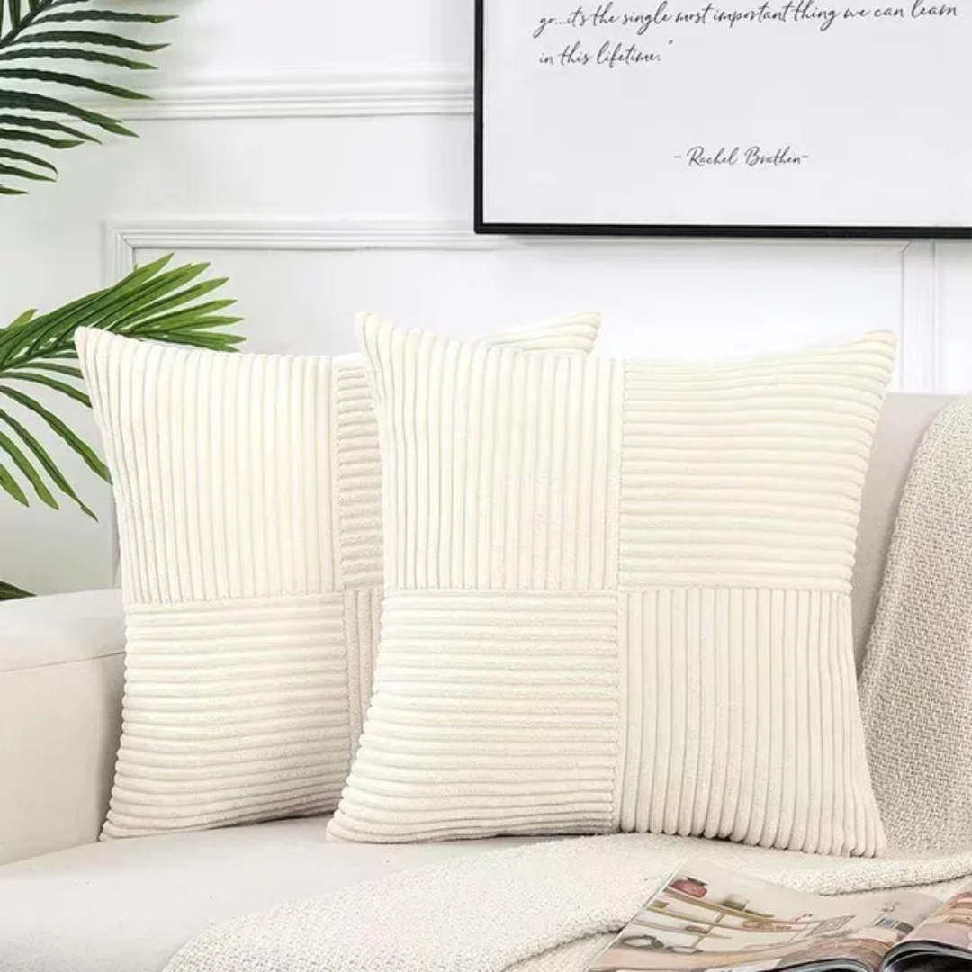 Corduroy Cushion Covers | Luxury Striped Throw Pillow Covers