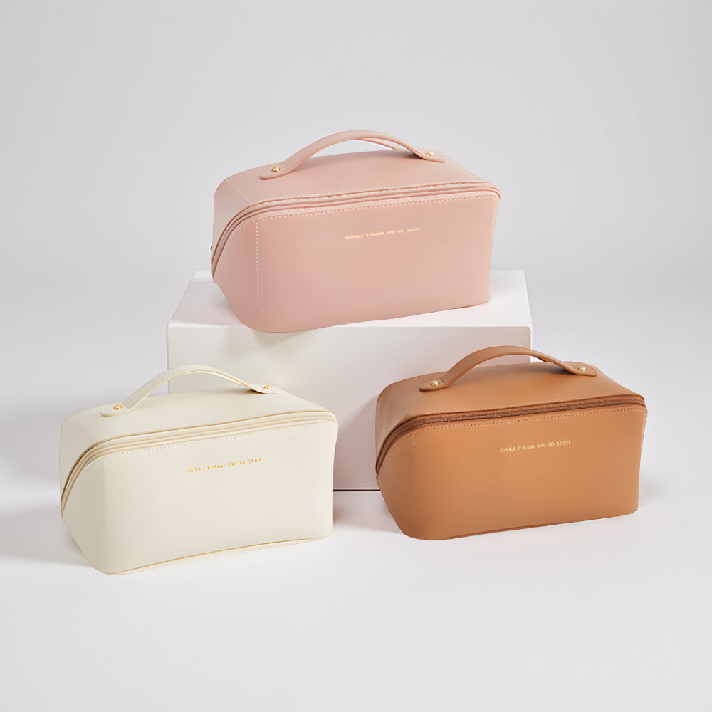 Borsa per trucchi Organizzatore da viaggio Custodia cosmetica in pelle sintetica Grande capacità