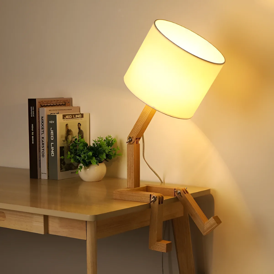 Candeeiro de Mesa Rilna | Luz de Design Flexível em Madeira