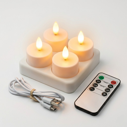 Set di Candele a LED Senza Fiamma con Telecomando, Timer e Ricaricabili via USB