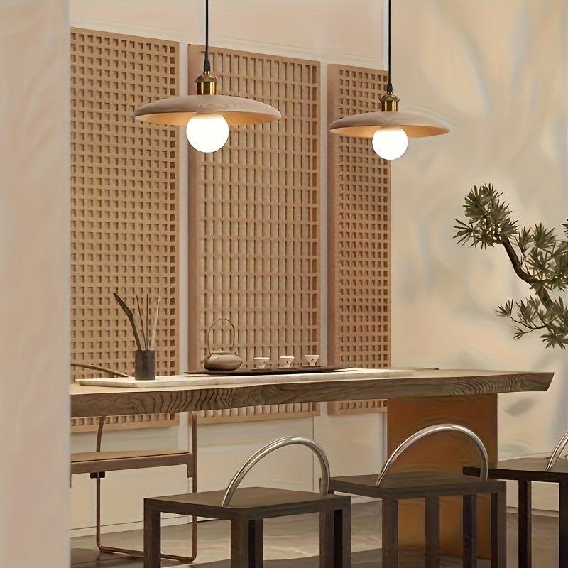Moderne nordisk pendel i massivt træ | Skandinavisk loftslampe