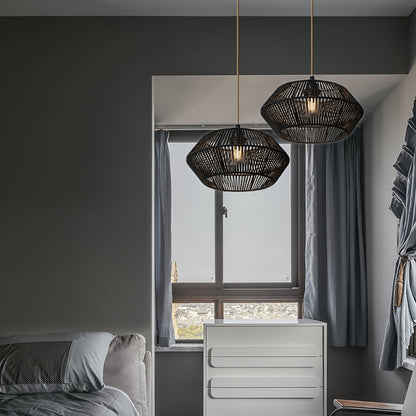 Handwoven Paper Rope Pendant Light Shade | Modern Natural Design