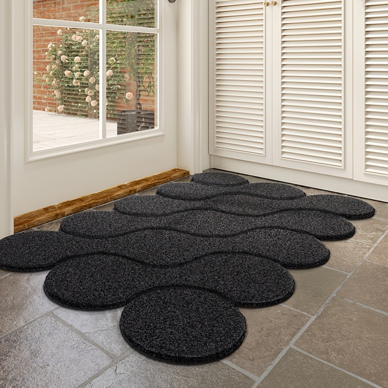 Non-Slip Door Mat | Black Hollow PVC Design with Rubber Backing