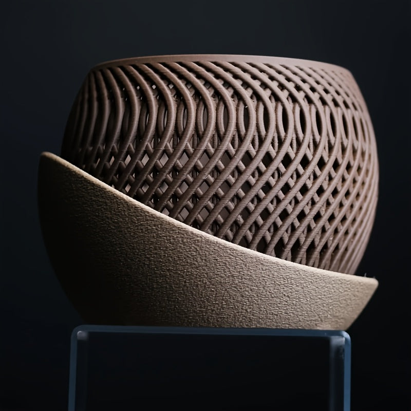 Mirage Orchid Planter | Modern Woven-Texture Decorative Pot with Air Circulation Tray