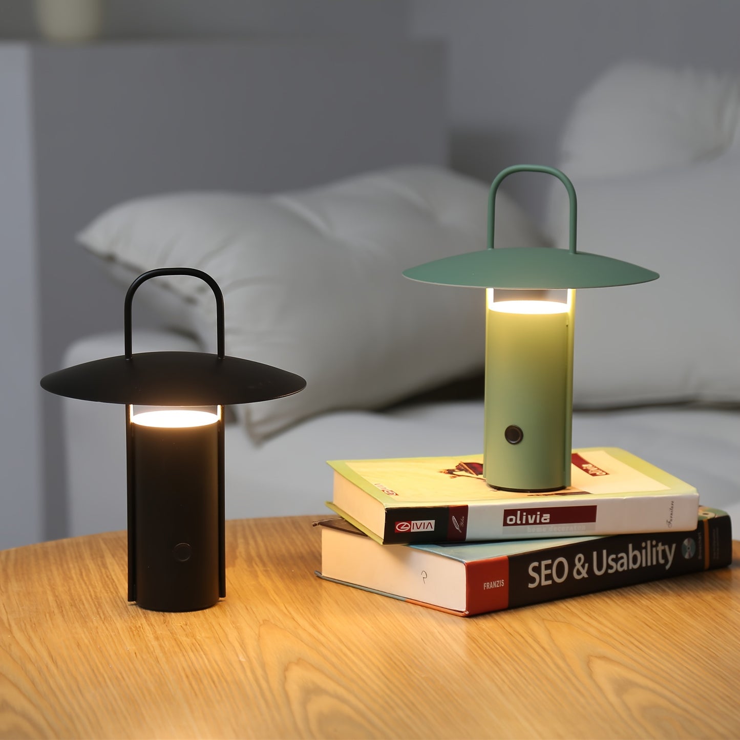 Lámpara táctil LED inalámbrica | Luz de mesa metálica recargable por USB