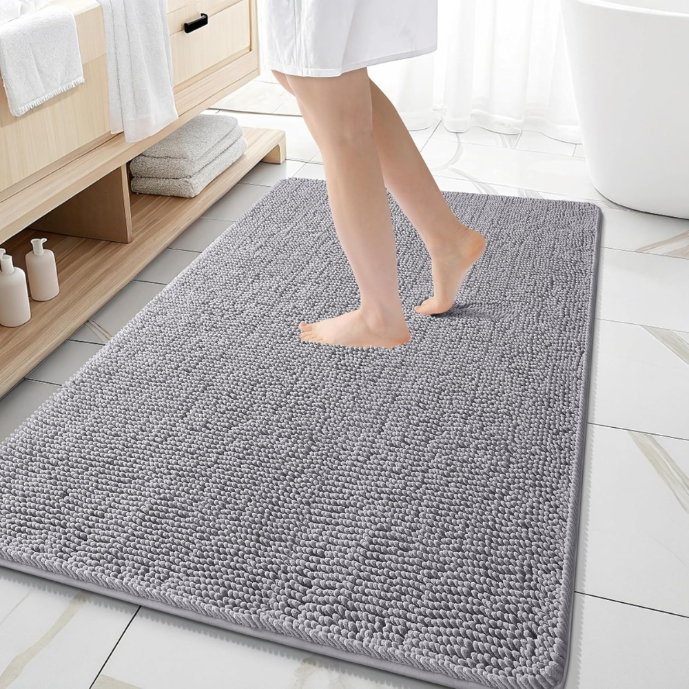 Alfombra de baño de chenilla antideslizante absorbente para suelo de baño