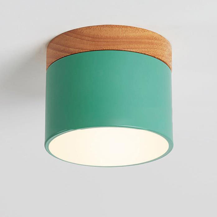 Scandinavian Macaron LED Ceiling Light | Wooden Accent Flush Mount