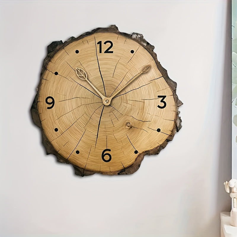 Reloj de Pared de Rodaja de Madera Rústica | Decoración para el Hogar con Diseño de Tronco Natural