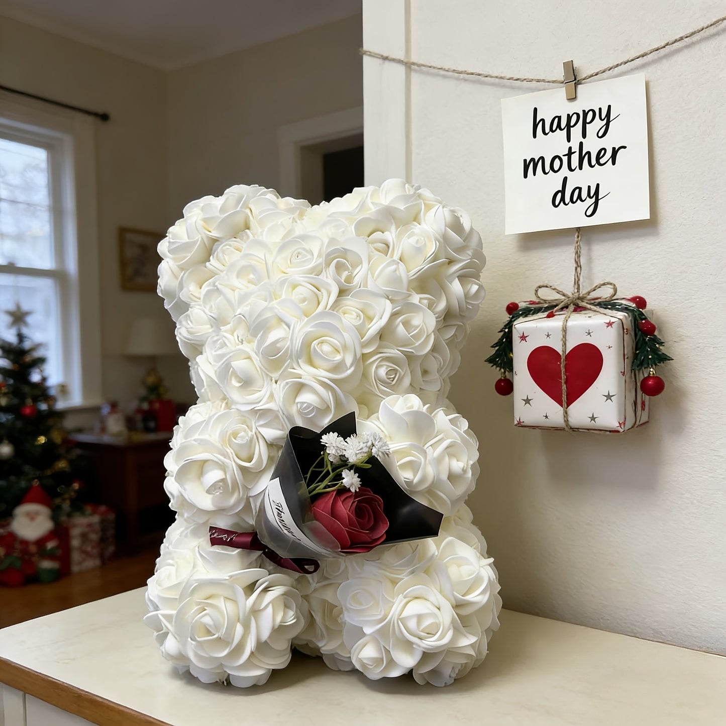 Muttertags-Rosenbär Geschenk Künstliche Blume Teddybär Dekoration
