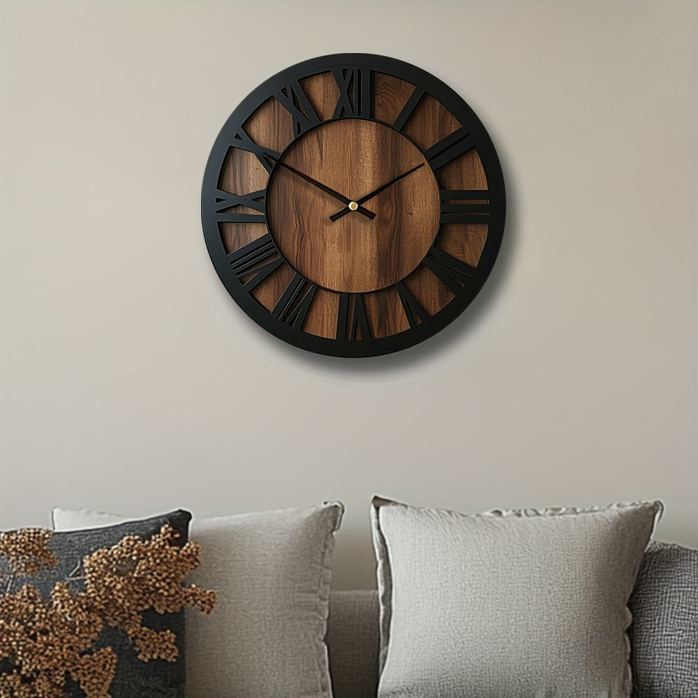 Vintage Wooden Wall Clock | Roman Numeral Design