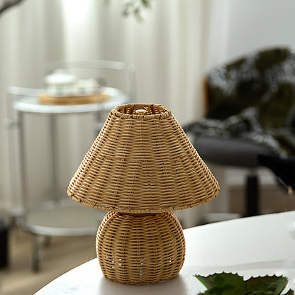 Lampă de birou din bambus împletit | Lumină de accent boho alimentată prin USB
