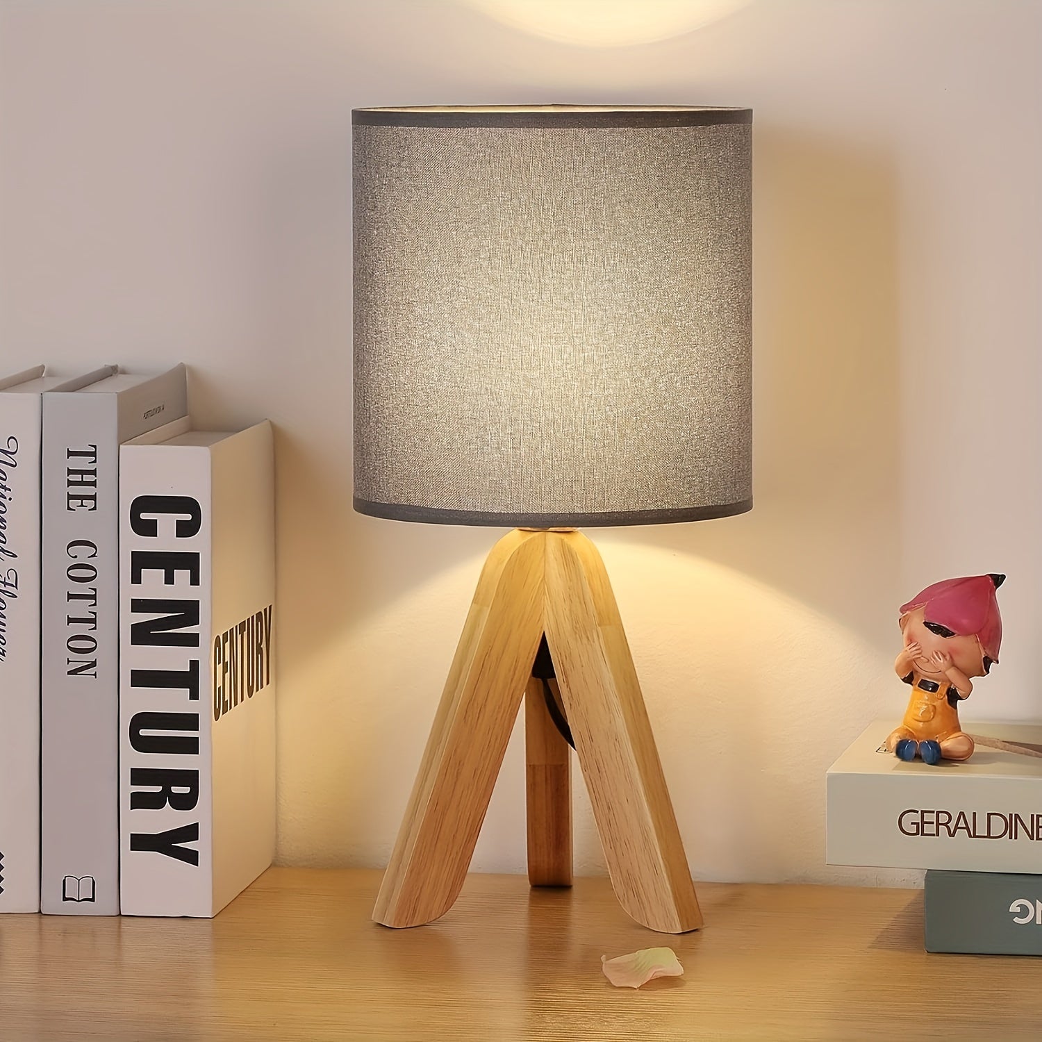 Nordic Wooden Tripod Table Lamp | Fabric Shade