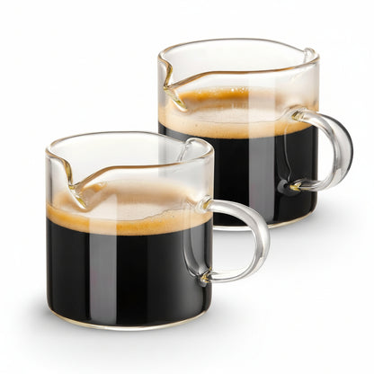 Conjunto de Chávenas de Espresso em Vidro com Copo Medidor de Bico Duplo 4oz Jarro para Café