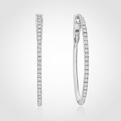 Pendientes para el Día de la Madre Aro Ovalado de Plata de Ley con Diamante