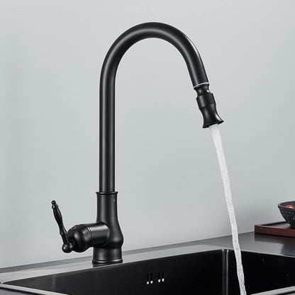 Rubinetto da cucina in ottone con bocca girevole stile antico