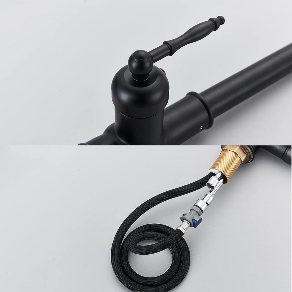 Rubinetto da cucina in ottone con bocca girevole stile antico