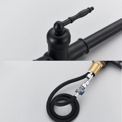 Rubinetto da cucina in ottone con bocca girevole stile antico