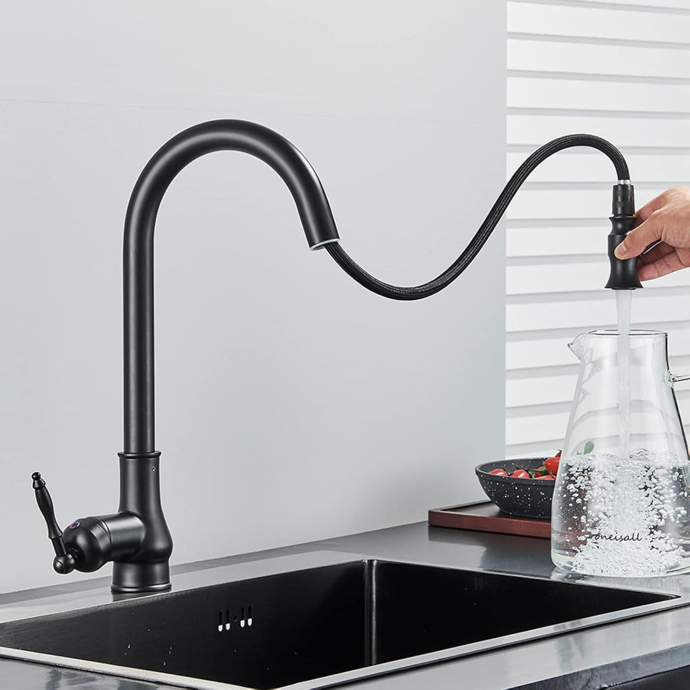 Rubinetto da cucina in ottone con bocca girevole stile antico