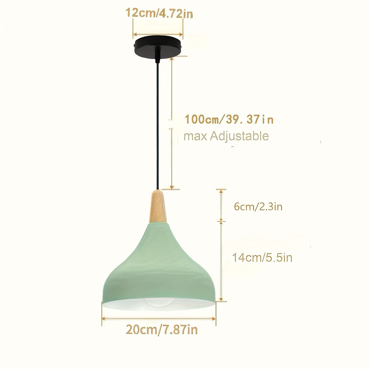 Moderne dråbeformet pendel | Metal- og trælampe