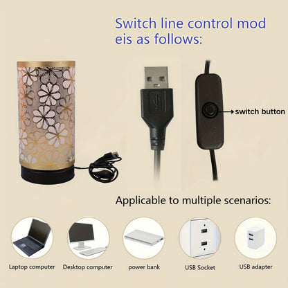 Lámpara de Mesa USB Floral | Luz Decorativa Ambiental Cálida