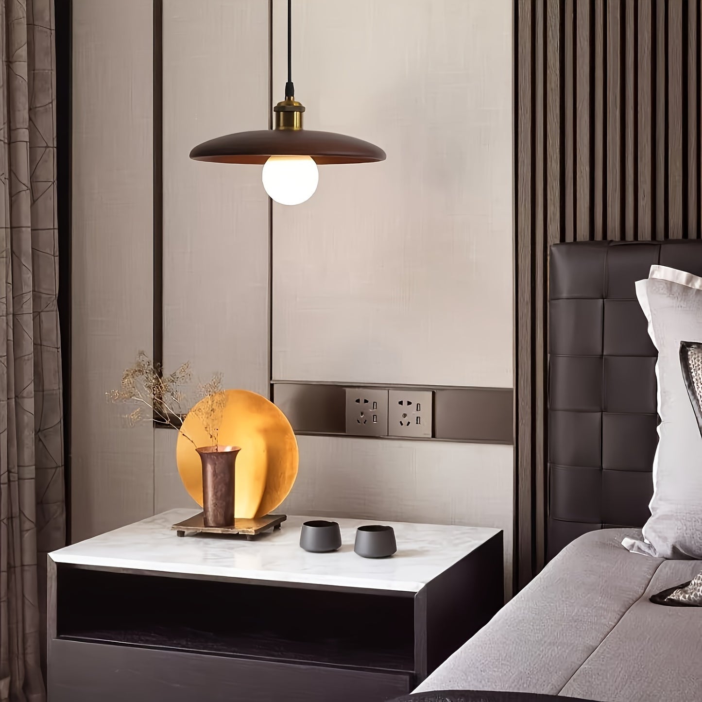 Moderne nordisk pendel i massivt træ | Skandinavisk loftslampe